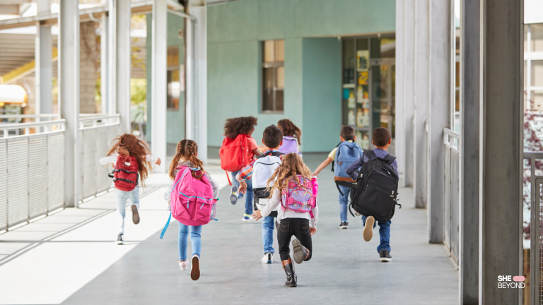 Kids running to school, exploring school options for expat kids