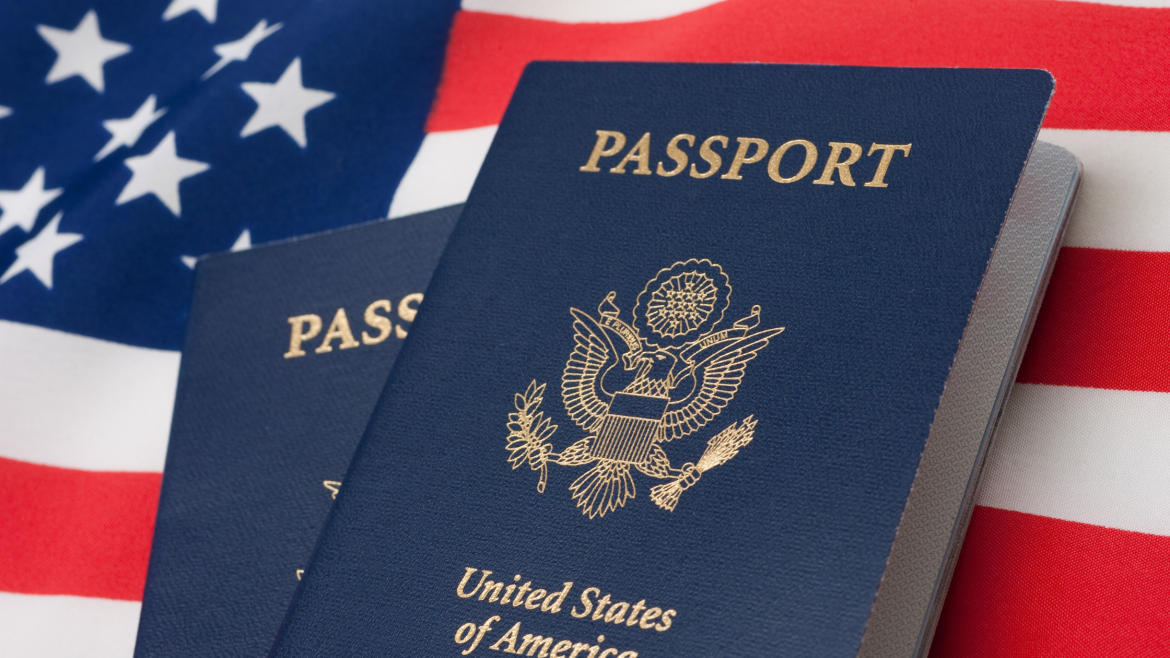 Expat women documents U.S. with two passports and USA flag